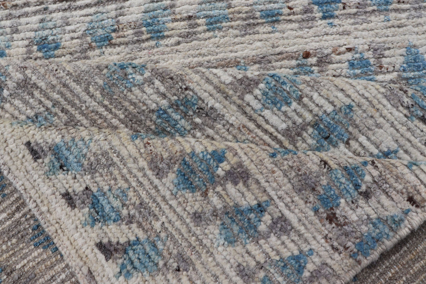Gray, Cream and Blue Casual Tribal Design Runner in Modern Modern piled rug with all - over tribal design in blue, rug AFG - 32073, country of origin / type: Afghanistan / Piled, condition: new This brand new rug features a modern tribal all - ... - Keivan Woven ArtsAFG - 32073 - 14006Rug