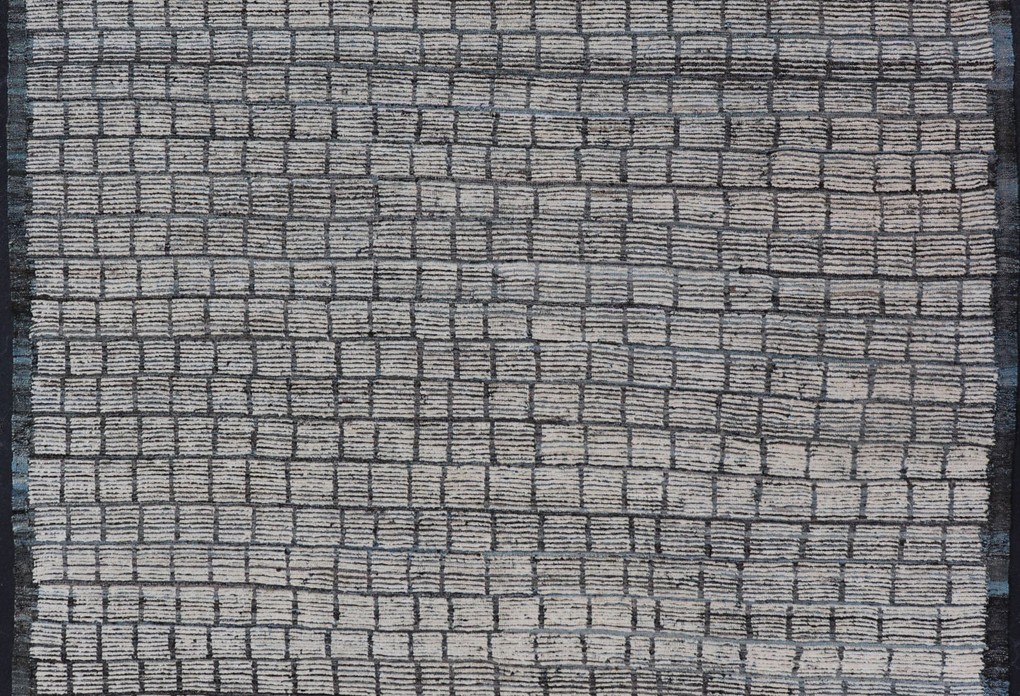 Modern Rug by Keivan Woven Arts in Steel Blue and White Tones with Hi - Low Design. Keivan Woven Arts / rug AFG - 32120, country of origin / type: Afghanistan / Kilim. Modern Rug, Modern Design, Modern Casual, Casual design. Measures: 9'5 x 11'8. The... - Keivan Woven ArtsAFG - 32120 - 15715Rug