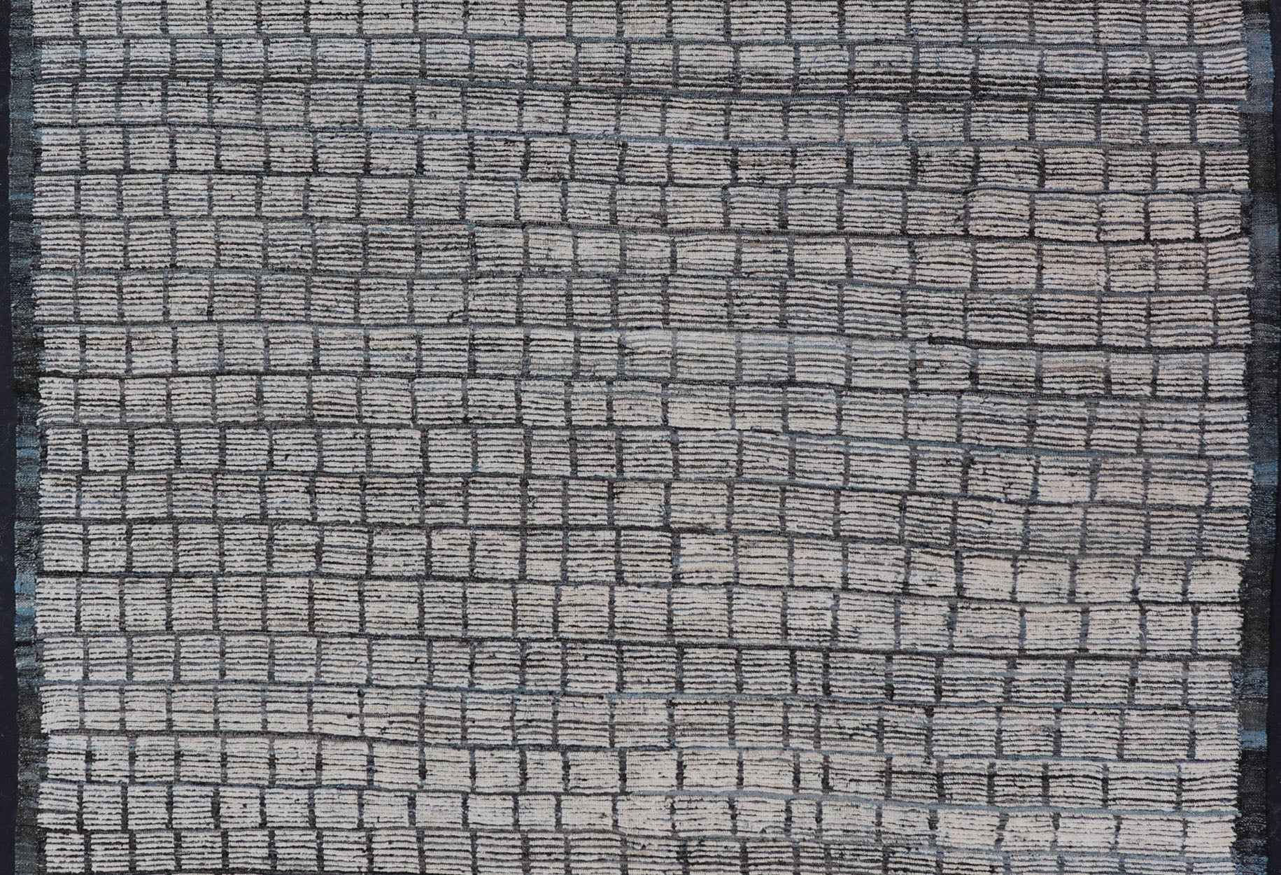 Modern Rug by Keivan Woven Arts in Steel Blue and White Tones with Hi - Low Design. Keivan Woven Arts / rug AFG - 32120, country of origin / type: Afghanistan / Kilim. Modern Rug, Modern Design, Modern Casual, Casual design. Measures: 9'5 x 11'8. The... - Keivan Woven ArtsAFG - 32120 - 15715Rug