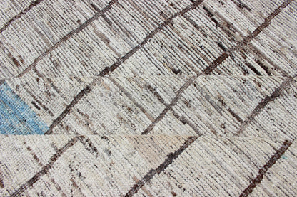 Modern Afghanistan Rug in Neutral Tones with Subdued Design With Pops of Blue Neutral tone rug with Moroccan free - flowing tribal design, rug AFG - 33303, country of origin / type: Afghanistan / Kilim. The subdued design of this rug makes it... - Keivan Woven ArtsAFG - 33303 - 13836Rug
