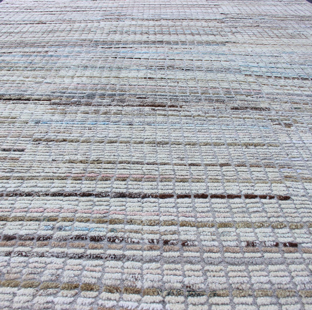 Variegated Taupe and Gray Casual Modern Rug with Combination Hi - Low Texture Casual Modern Hi and low piled rug with checkerboard design in muted taupe, rug AFG - 33304, country of origin / type: Afghanistan / Kilim This Casual modern rug fe... - Keivan Woven ArtsAFG - 33304 - 13840Rug