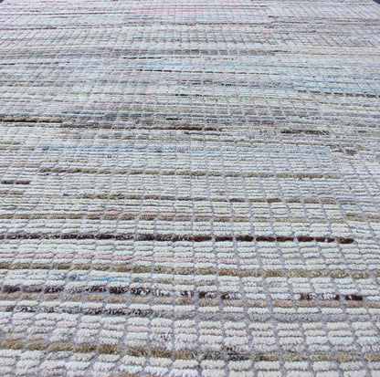 Variegated Taupe and Gray Casual Modern Rug with Combination Hi - Low Texture Casual Modern Hi and low piled rug with checkerboard design in muted taupe, rug AFG - 33304, country of origin / type: Afghanistan / Kilim This Casual modern rug fe... - Keivan Woven ArtsAFG - 33304 - 13840Rug