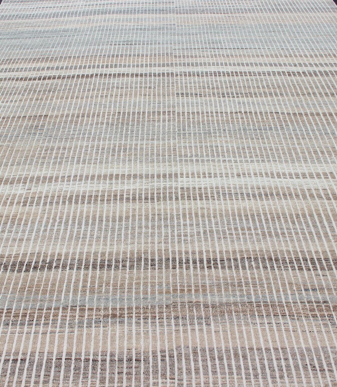 Muted Taupe and Gray Casual Modern Rug with Combination of Kilim/Piled Modern Kilim - piled rug with checkerboard design in muted taupe gray and creams, rug AFG - 33307, country of origin / type: Afghanistan / Kilim, condition: new This brand... - Keivan Woven ArtsAFG - 33307 - 13844Rug