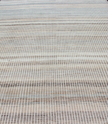 Muted Taupe and Gray Casual Modern Rug with Combination of Kilim/Piled Modern Kilim - piled rug with checkerboard design in muted taupe gray and creams, rug AFG - 33307, country of origin / type: Afghanistan / Kilim, condition: new This brand... - Keivan Woven ArtsAFG - 33307 - 13844Rug