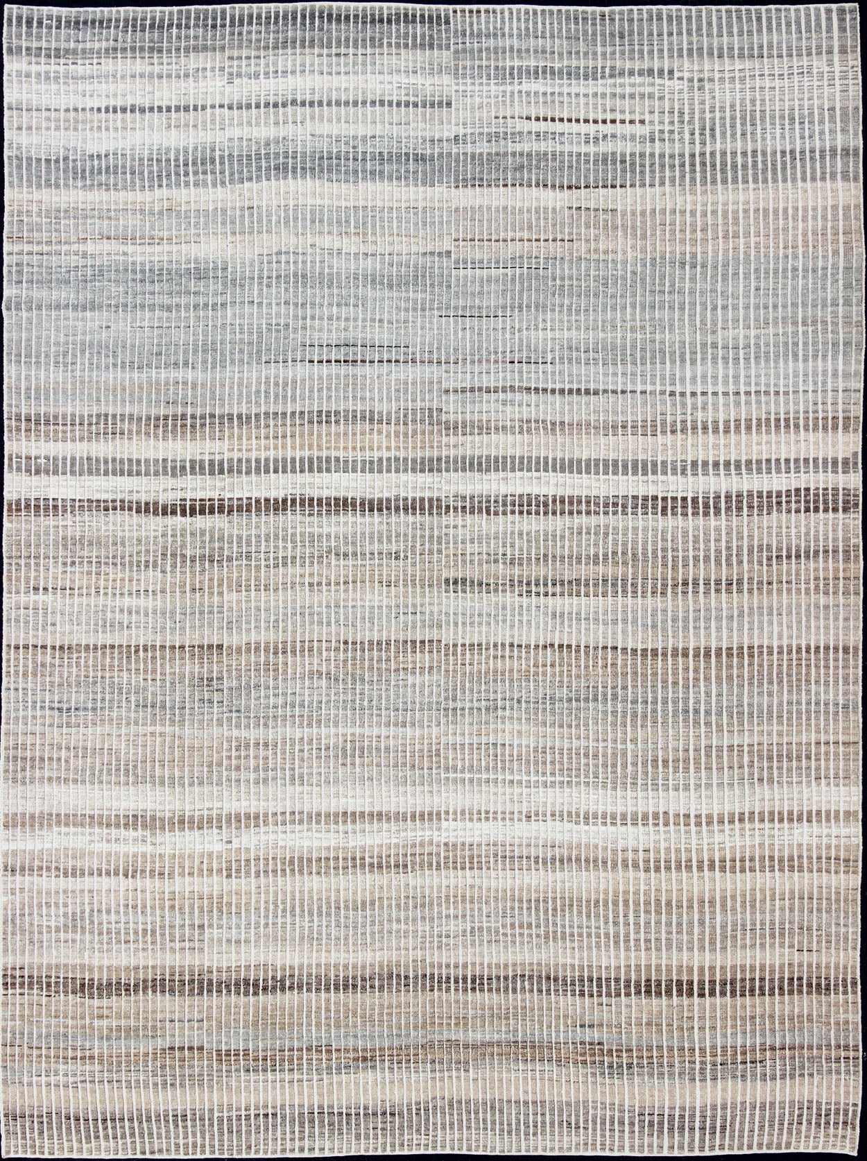 Muted Taupe and Gray Casual Modern Rug with Combination of Kilim/Piled Modern Kilim - piled rug with checkerboard design in muted taupe gray and creams, rug AFG - 33307, country of origin / type: Afghanistan / Kilim, condition: new This brand... - Keivan Woven ArtsAFG - 33307 - 13844Rug