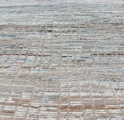 All - Over Modern Rug Subdued Design in Ice Blue and Creams Neutral tone rug with Moroccan free - flowing tribal design, rug AFG - 33312, country of origin / type: Afghanistan The subdued design of this piled rug makes it perfect for modern an... - Keivan Woven ArtsAFG - 33312 - 13852Rug