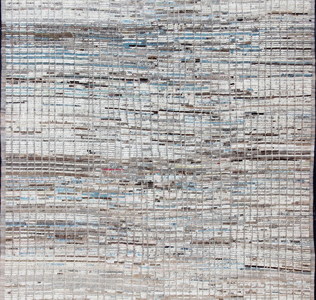 All - Over Modern Rug Subdued Design in Ice Blue and Creams Neutral tone rug with Moroccan free - flowing tribal design, rug AFG - 33312, country of origin / type: Afghanistan The subdued design of this piled rug makes it perfect for modern an... - Keivan Woven ArtsAFG - 33312 - 13852Rug