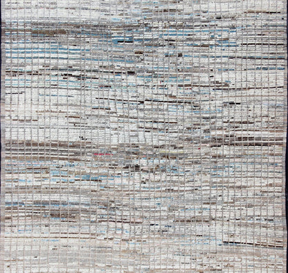 All - Over Modern Rug Subdued Design in Ice Blue and Creams Neutral tone rug with Moroccan free - flowing tribal design, rug AFG - 33312, country of origin / type: Afghanistan The subdued design of this piled rug makes it perfect for modern an... - Keivan Woven ArtsAFG - 33312 - 13852Rug