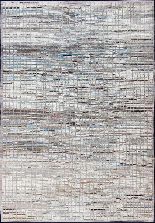 All - Over Modern Rug Subdued Design in Ice Blue and Creams Neutral tone rug with Moroccan free - flowing tribal design, rug AFG - 33312, country of origin / type: Afghanistan The subdued design of this piled rug makes it perfect for modern an... - Keivan Woven ArtsAFG - 33312 - 13852Rug
