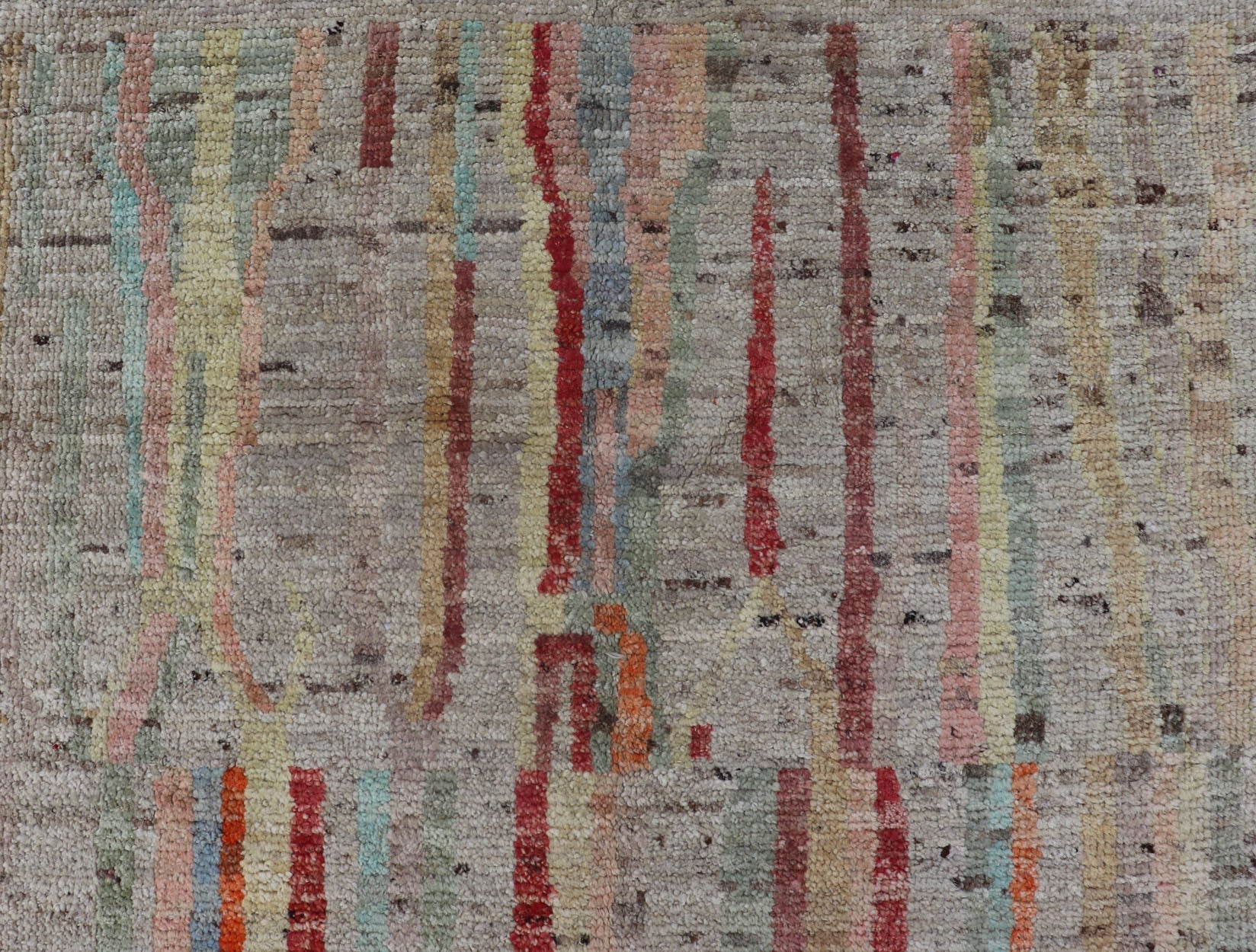 Modern Casual Hand Knotted Piled Runner in Color and Minimalist Modern Design Modern piled runner with ivory/creamy background color and variation of vivid accent colors, rug AFG - 36090, Keivan Woven Arts country of origin / type: Afghanistan / P... - Keivan Woven ArtsAFG - 36090 - 5942 - 16700Rug