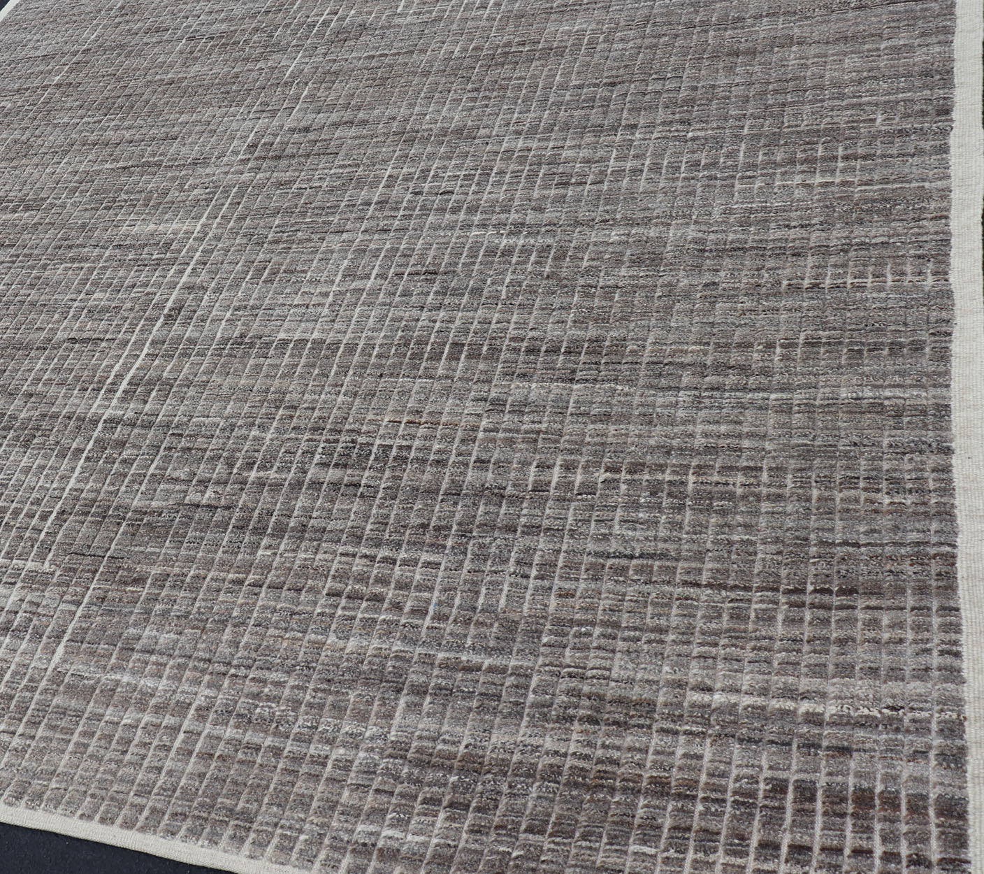 Muted Dark Gray Casual Modern Rug with High and Low Textured Pile Modern Kilim - piled rug with checkerboard design in gray. Keivan Woven Arts / rug AFG - 36093, country of origin / type: Afghanistan / Kilim, condition: new This brand new rug fea... - Keivan Woven ArtsAFG - 36093 - 5558 - 16712Rug