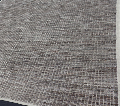 Muted Dark Gray Casual Modern Rug with High and Low Textured Pile Modern Kilim - piled rug with checkerboard design in gray. Keivan Woven Arts / rug AFG - 36093, country of origin / type: Afghanistan / Kilim, condition: new This brand new rug fea... - Keivan Woven ArtsAFG - 36093 - 5558 - 16712Rug