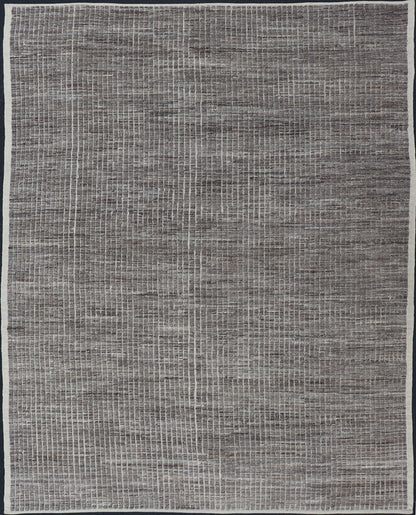 Muted Dark Gray Casual Modern Rug with High and Low Textured Pile Modern Kilim - piled rug with checkerboard design in gray. Keivan Woven Arts / rug AFG - 36093, country of origin / type: Afghanistan / Kilim, condition: new This brand new rug fea... - Keivan Woven ArtsAFG - 36093 - 5558 - 16712Rug
