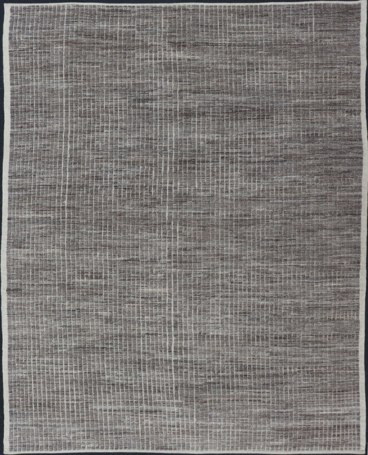 Muted Dark Gray Casual Modern Rug with High and Low Textured Pile Modern Kilim - piled rug with checkerboard design in gray. Keivan Woven Arts / rug AFG - 36093, country of origin / type: Afghanistan / Kilim, condition: new This brand new rug fea... - Keivan Woven ArtsAFG - 36093 - 5558 - 16712Rug