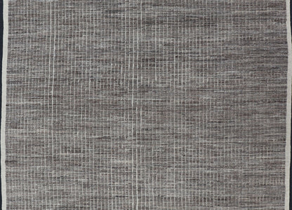 Muted Dark Gray Casual Modern Rug with High and Low Textured Pile Modern Kilim - piled rug with checkerboard design in gray. Keivan Woven Arts / rug AFG - 36093, country of origin / type: Afghanistan / Kilim, condition: new This brand new rug fea... - Keivan Woven ArtsAFG - 36093 - 5558 - 16712Rug