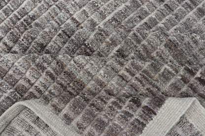 Muted Dark Gray Casual Modern Rug with High and Low Textured Pile Modern Kilim - piled rug with checkerboard design in gray. Keivan Woven Arts / rug AFG - 36093, country of origin / type: Afghanistan / Kilim, condition: new This brand new rug fea... - Keivan Woven ArtsAFG - 36093 - 5558 - 16712Rug