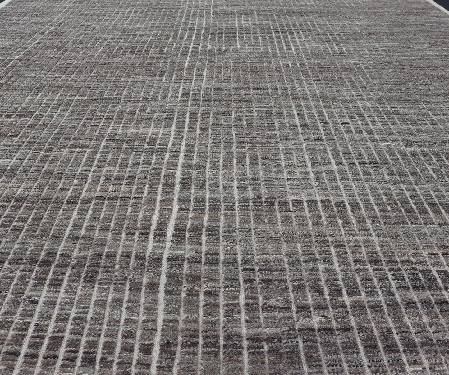 Muted Dark Gray Casual Modern Rug with High and Low Textured Pile Modern Kilim - piled rug with checkerboard design in gray. Keivan Woven Arts / rug AFG - 36093, country of origin / type: Afghanistan / Kilim, condition: new This brand new rug fea... - Keivan Woven ArtsAFG - 36093 - 5558 - 16712Rug