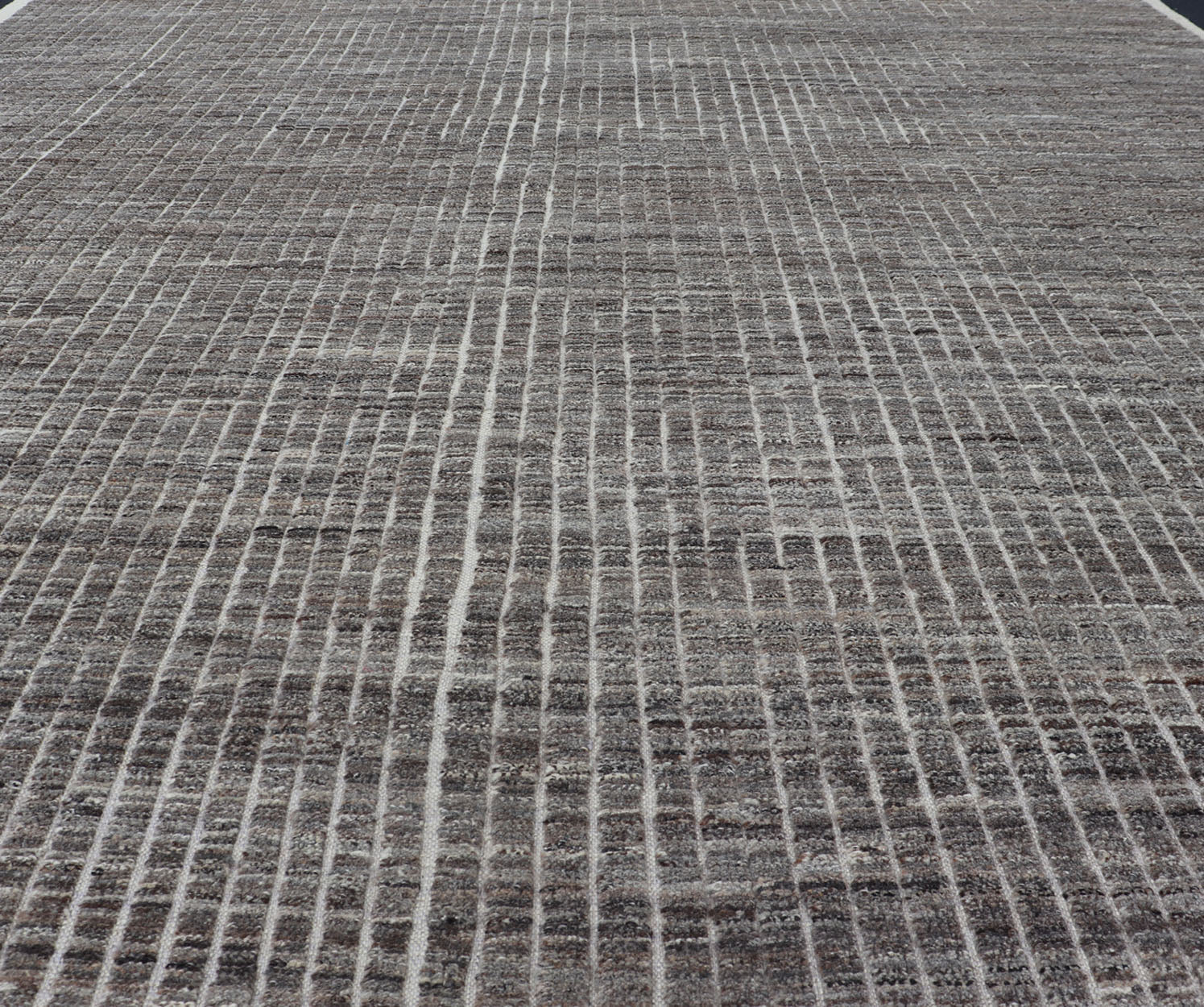 Muted Dark Gray Casual Modern Rug with High and Low Textured Pile Modern Kilim - piled rug with checkerboard design in gray. Keivan Woven Arts / rug AFG - 36093, country of origin / type: Afghanistan / Kilim, condition: new This brand new rug fea... - Keivan Woven ArtsAFG - 36093 - 5558 - 16712Rug