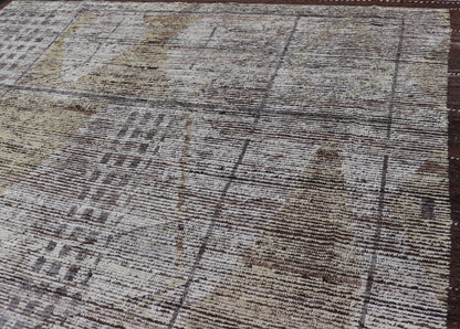 Tribal Hand Knotted Moroccan with Modern Design in Cream and Earth Tones Cream, soft gold, andbrown rug with modern casual design and natural wool, Keivan Woven Arts rug AFG - 36095, country of origin / type: Afghanistan / Modern, This New ... - Keivan Woven ArtsAFG - 36095 - 5769 - 16724Rug