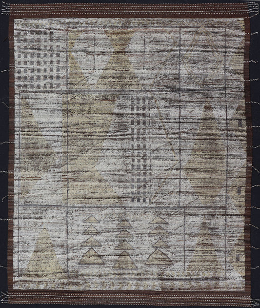 Tribal Hand Knotted Moroccan with Modern Design in Cream and Earth Tones Cream, soft gold, andbrown rug with modern casual design and natural wool, Keivan Woven Arts rug AFG - 36095, country of origin / type: Afghanistan / Modern, This New ... - Keivan Woven ArtsAFG - 36095 - 5769 - 16724