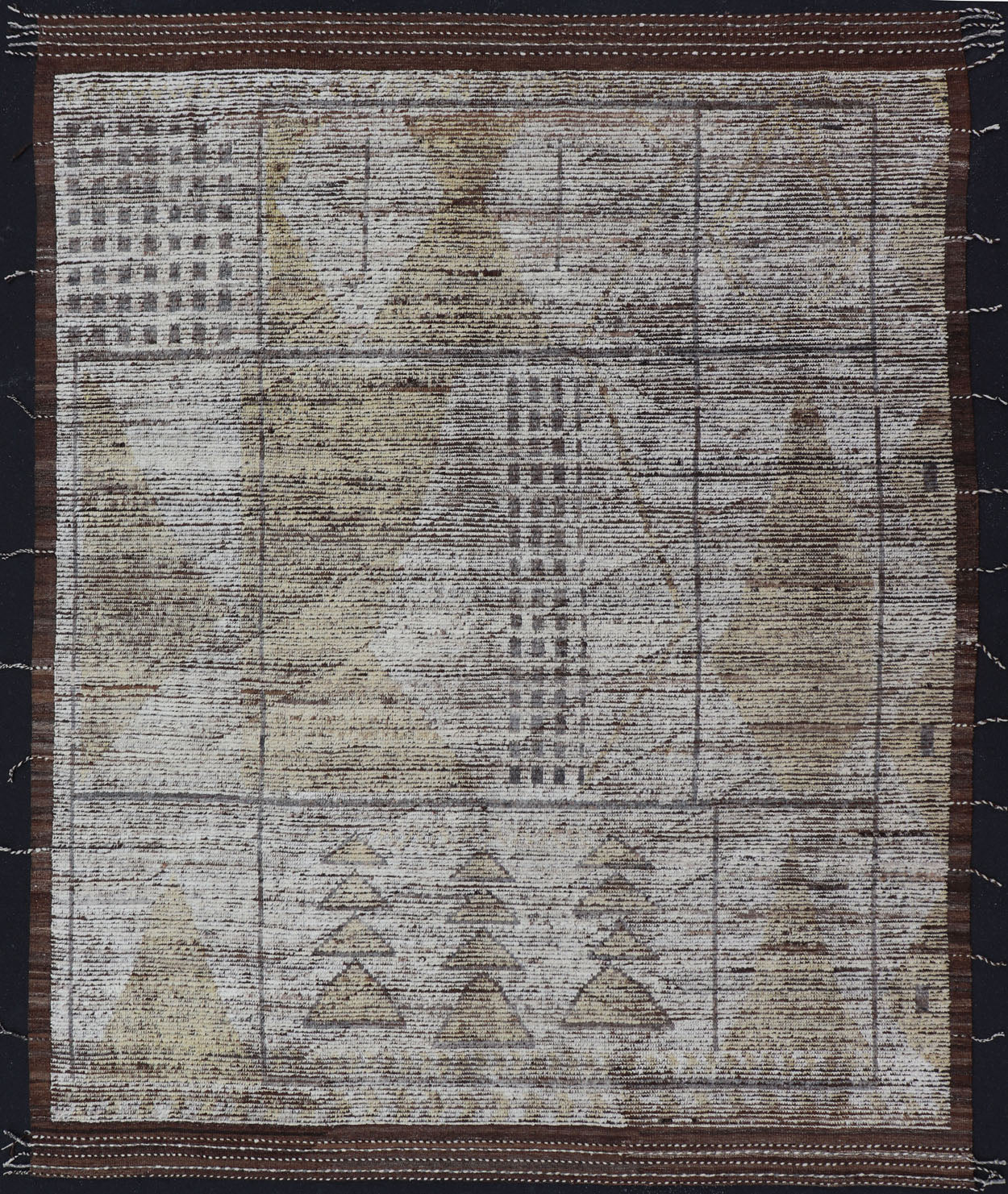 Tribal Hand Knotted Moroccan with Modern Design in Cream and Earth Tones Cream, soft gold, andbrown rug with modern casual design and natural wool, Keivan Woven Arts rug AFG - 36095, country of origin / type: Afghanistan / Modern, This New ... - Keivan Woven ArtsAFG - 36095 - 5769 - 16724Rug