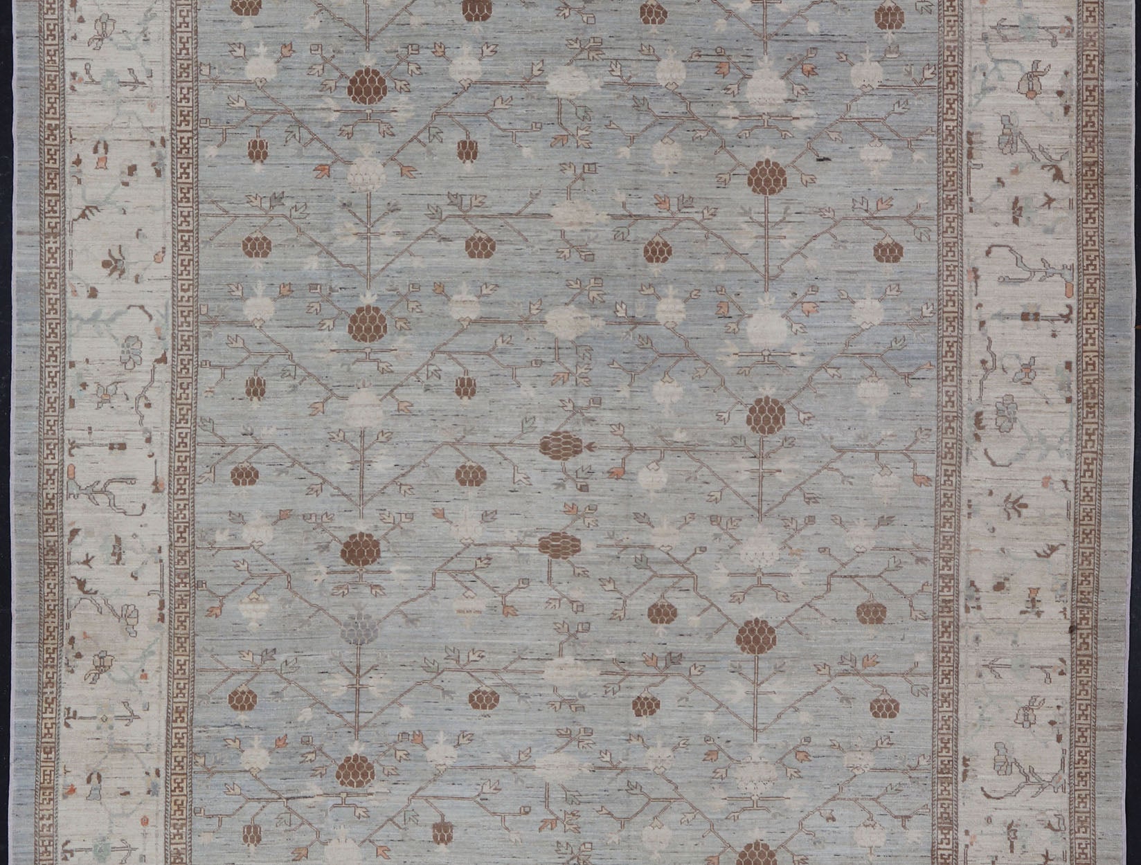 Large All - Over Design Khotan Rug in Gray Blue, Light Brown, Ivory & Taupe Large Khotan Rug with all over Pomegranate Design. Keivan Woven Arts / rug AFG - 36096, country of origin / type: Afghanistan / Khotan This Khotan features an all ove... - Keivan Woven ArtsAFG - 36096 - 5131 - 16730Rug