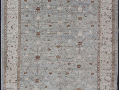 Large All - Over Design Khotan Rug in Gray Blue, Light Brown, Ivory & Taupe Large Khotan Rug with all over Pomegranate Design. Keivan Woven Arts / rug AFG - 36096, country of origin / type: Afghanistan / Khotan This Khotan features an all ove... - Keivan Woven ArtsAFG - 36096 - 5131 - 16730Rug