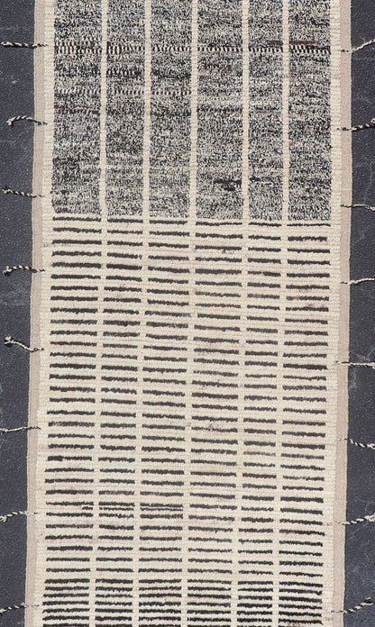 Modern Casual Hand Knotted Runner with Tribal Design in Black and White Colors Neutral - toned black and white variegated tribal design modern rug, Keivan Woven Arts/ rug AFG - 36097, country of origin / type: Afghanistan / Modern, Modern Casual rug... - Keivan Woven ArtsAFG - 36097 - 6474 - 16736Rug