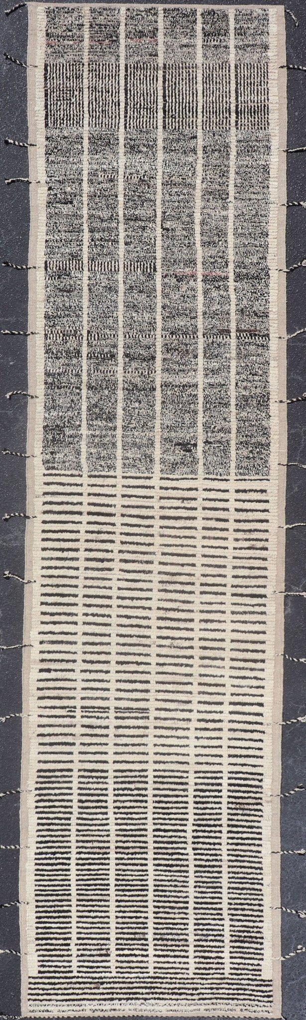 Modern Casual Hand Knotted Runner with Tribal Design in Black and White Colors Neutral - toned black and white variegated tribal design modern rug, Keivan Woven Arts/ rug AFG - 36097, country of origin / type: Afghanistan / Modern, Modern Casual rug... - Keivan Woven ArtsAFG - 36097 - 6474 - 16736Rug