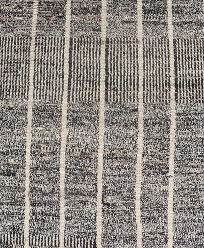 Modern Casual Hand Knotted Runner with Tribal Design in Black and White Colors Neutral - toned black and white variegated tribal design modern rug, Keivan Woven Arts/ rug AFG - 36097, country of origin / type: Afghanistan / Modern, Modern Casual rug... - Keivan Woven ArtsAFG - 36097 - 6474 - 16736Rug