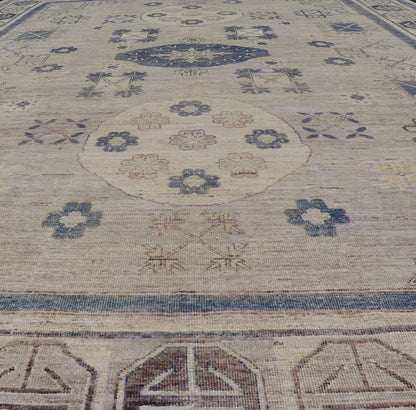 Khotan Design Rug with Geometric Medallions in Royal Blue and Cream Khotan Design Rug with Geometric Medallions in Royal Blue and Ivory, Geometric Khotan rug AFG - 36099, Keivan Woven Arts / country of origin / type: Afghanistan / Khotan T... - Keivan Woven ArtsAFG - 36099 - 5625 - 16742Rug