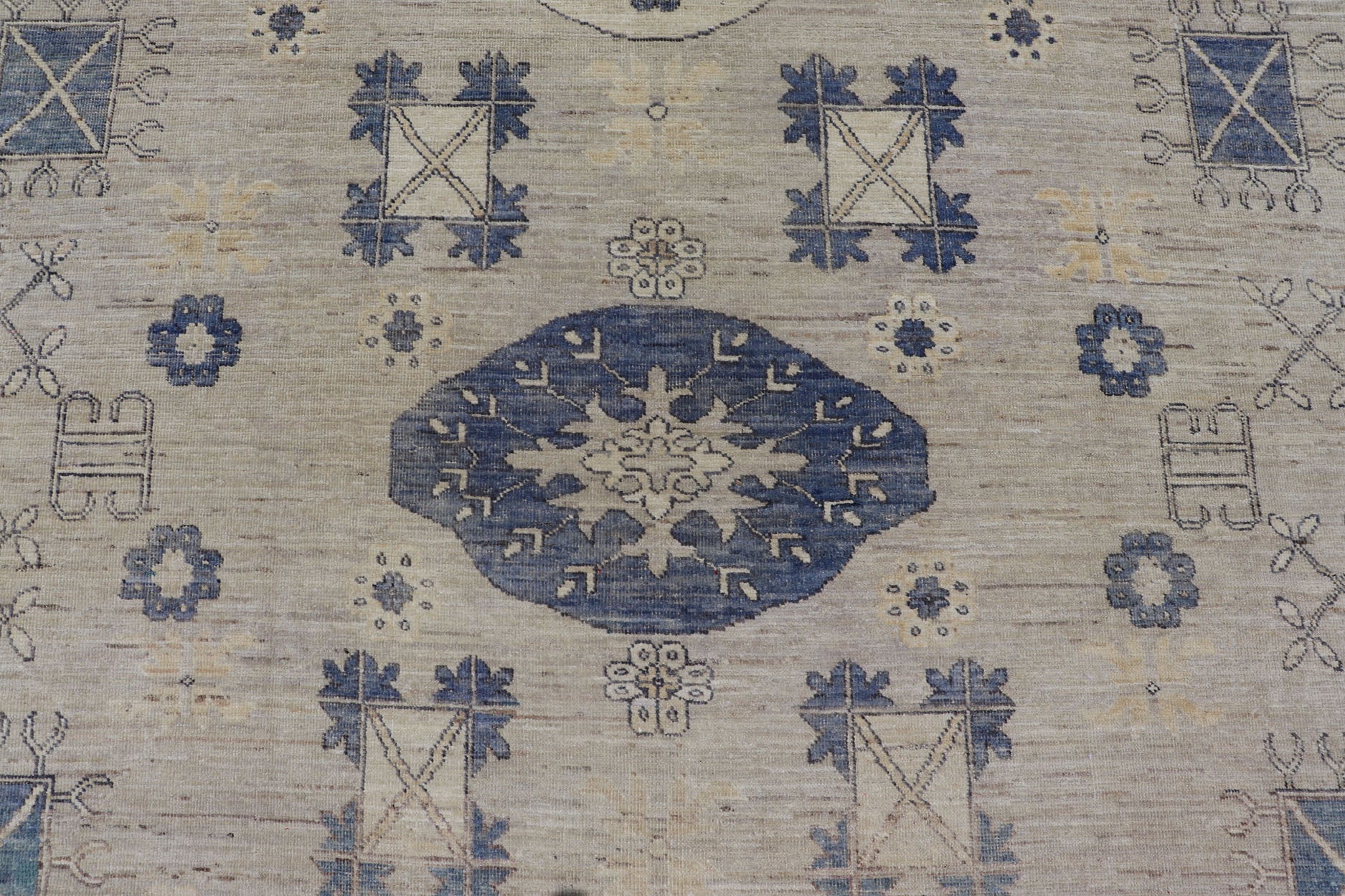 Khotan Design Rug with Geometric Medallions in Royal Blue and Cream Khotan Design Rug with Geometric Medallions in Royal Blue and Ivory, Geometric Khotan rug AFG - 36099, Keivan Woven Arts / country of origin / type: Afghanistan / Khotan T... - Keivan Woven ArtsAFG - 36099 - 5625 - 16742Rug