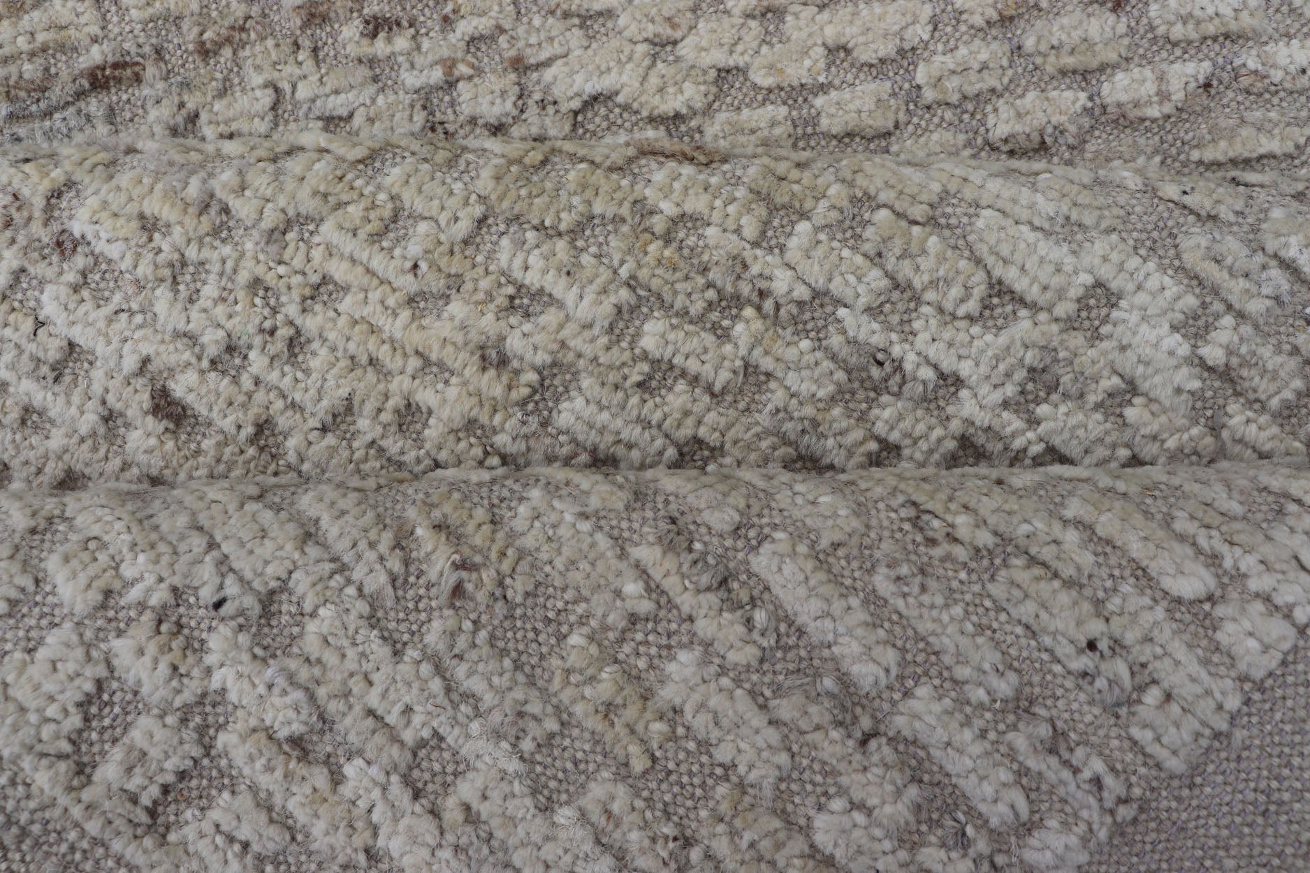Modern Casual Piled and Kilim Runner in Cream Color and Minimalist Design Modern piled and kilim runner with creamy color and variation of random light taupe accents, Keivan Woven Arts / rug AFG - 36104, country of origin / type: Afghanistan / Pil... - Keivan Woven ArtsAFG - 36104 - 5301 - 16748Rug