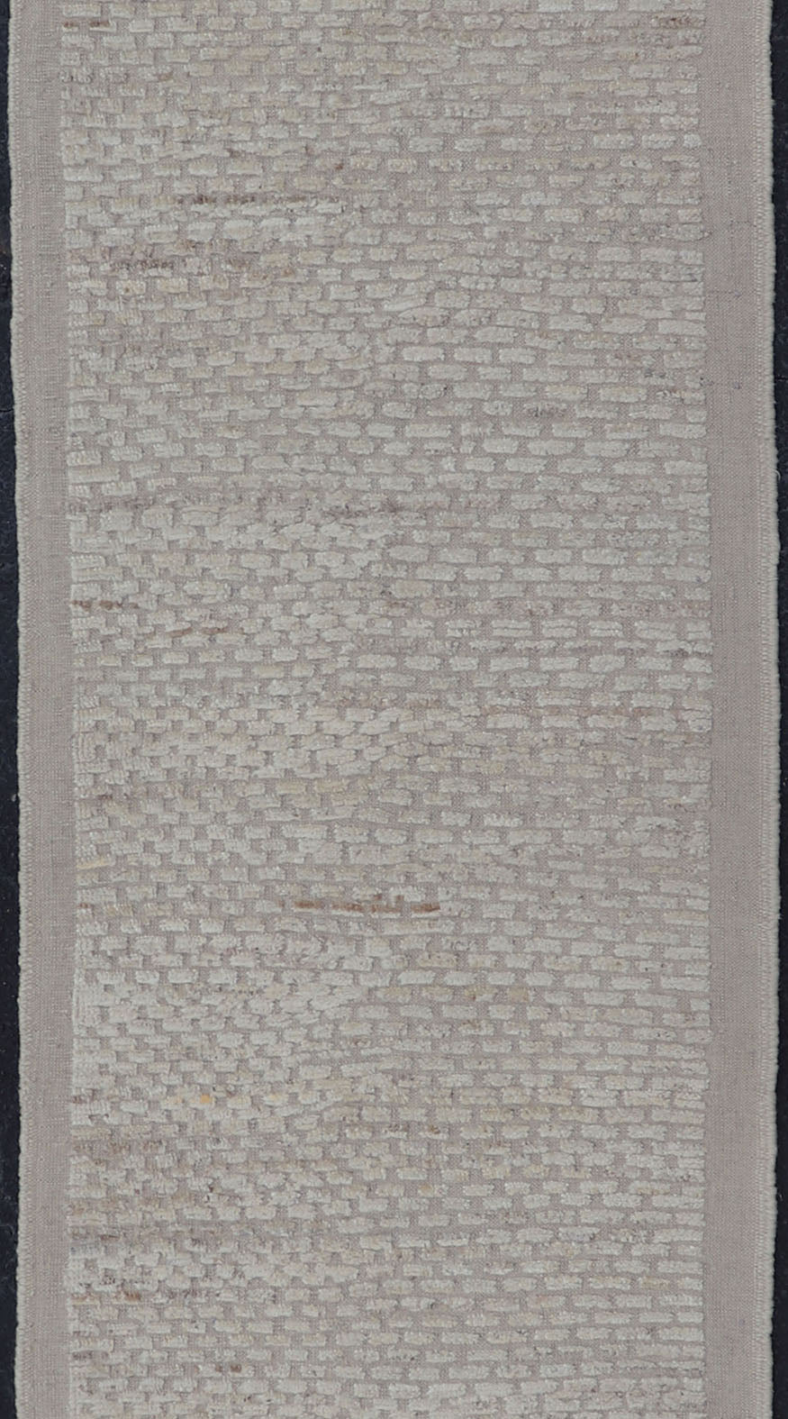 Modern Casual Piled and Kilim Runner in Cream Color and Minimalist Design Modern piled and kilim runner with creamy color and variation of random light taupe accents, Keivan Woven Arts / rug AFG - 36104, country of origin / type: Afghanistan / Pil... - Keivan Woven ArtsAFG - 36104 - 5301 - 16748Rug