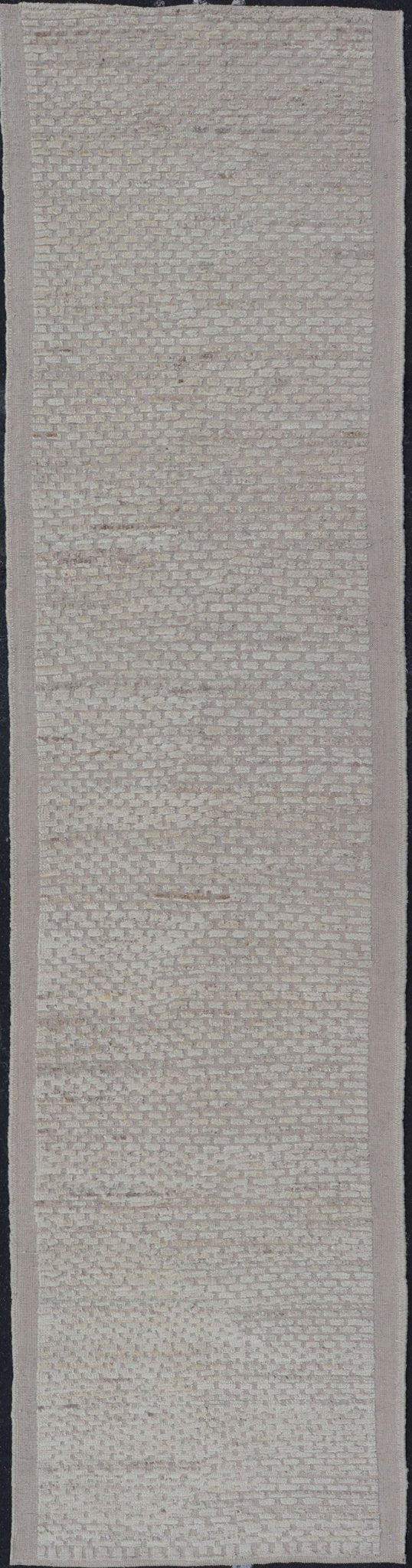 Modern Casual Piled and Kilim Runner in Cream Color and Minimalist Design Modern piled and kilim runner with creamy color and variation of random light taupe accents, Keivan Woven Arts / rug AFG - 36104, country of origin / type: Afghanistan / Pil... - Keivan Woven ArtsAFG - 36104 - 5301 - 16748Rug