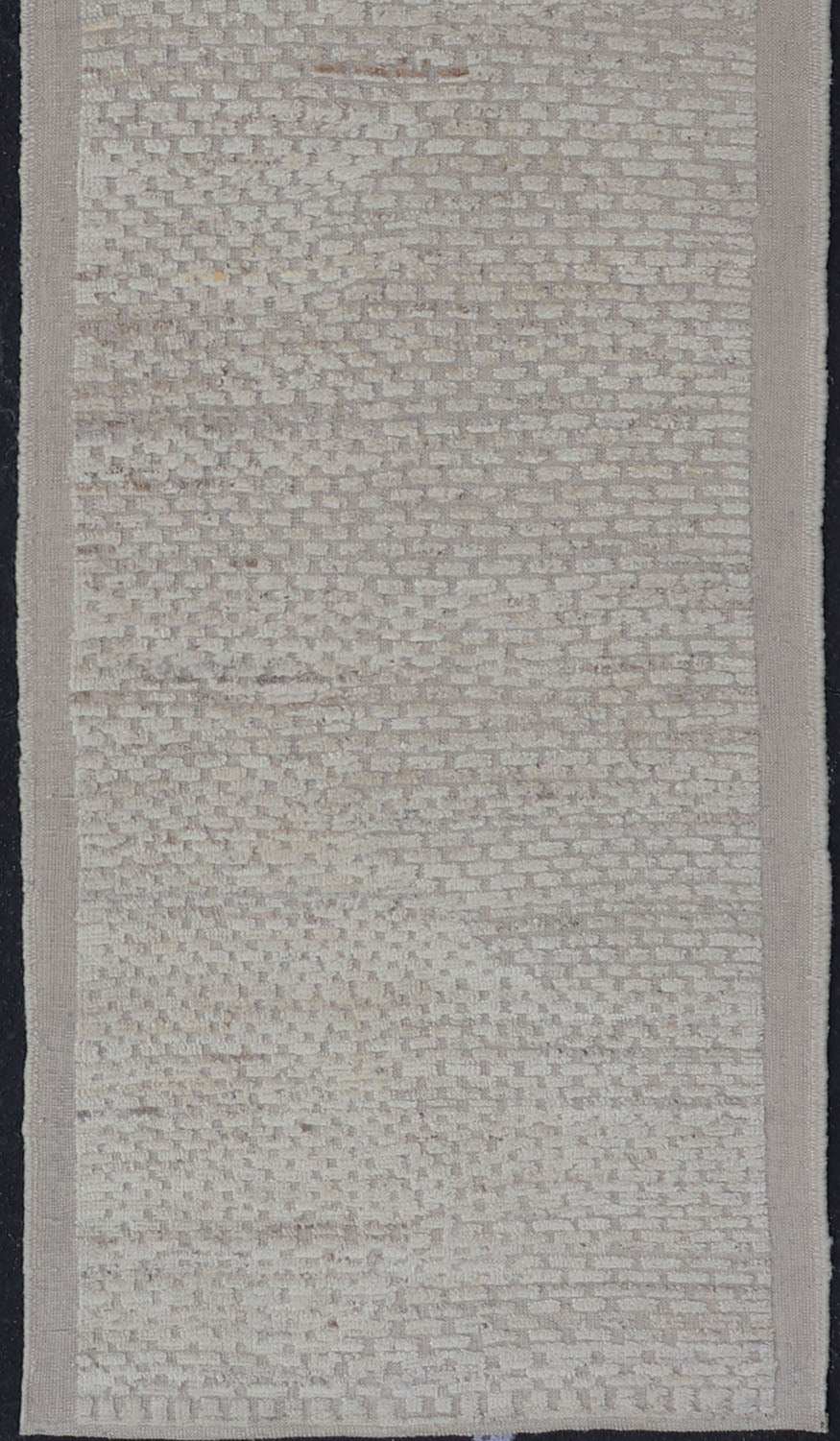 Modern Casual Piled and Kilim Runner in Cream Color and Minimalist Design Modern piled and kilim runner with creamy color and variation of random light taupe accents, Keivan Woven Arts / rug AFG - 36104, country of origin / type: Afghanistan / Pil... - Keivan Woven ArtsAFG - 36104 - 5301 - 16748Rug