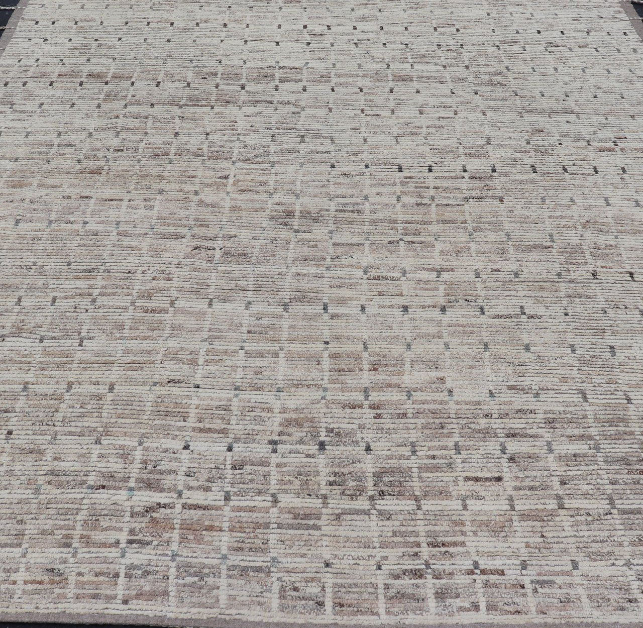 Modern Afghanistan Rug with All - Over Design in Muted Tones of Cream, Gray, Taupe Measures:9'7 x 12. Neutral tone rug with free - flowing tribal design in shades of taupe, cream, and grays. Modern Moroccan Rug with All - Over Design in Muted Tones... - Keivan Woven ArtsAFG - 36107 - 6258 - 16754Rug