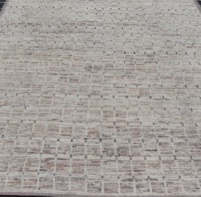 Modern Afghanistan Rug with All - Over Design in Muted Tones of Cream, Gray, Taupe Measures:9'7 x 12. Neutral tone rug with free - flowing tribal design in shades of taupe, cream, and grays. Modern Moroccan Rug with All - Over Design in Muted Tones... - Keivan Woven ArtsAFG - 36107 - 6258 - 16754Rug