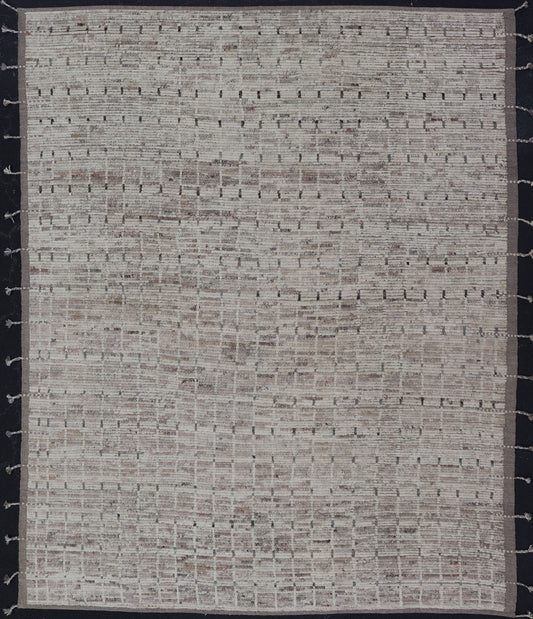 Modern Afghanistan Rug with All - Over Design in Muted Tones of Cream, Gray, Taupe Measures:9'7 x 12. Neutral tone rug with free - flowing tribal design in shades of taupe, cream, and grays. Modern Moroccan Rug with All - Over Design in Muted Tones... - Keivan Woven ArtsAFG - 36107 - 6258 - 16754