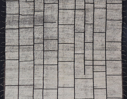 Casual Modern Wool Hand Knotted Black and White Large Scale Modern Rug Modern piled hand knotted rug with all - over modern design in black and white wool tones, rug Keivan Woven Arts / AFG - 36115, country of origin / type: Afghanistan / Piled, co... - Keivan Woven ArtsAFG - 36115 - 6221 - 16778Rug
