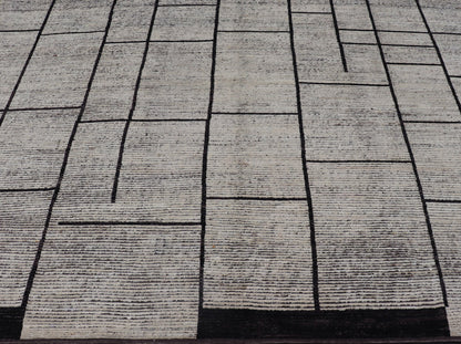 Casual Modern Wool Hand Knotted Black and White Large Scale Modern Rug Modern piled hand knotted rug with all - over modern design in black and white wool tones, rug Keivan Woven Arts / AFG - 36115, country of origin / type: Afghanistan / Piled, co... - Keivan Woven ArtsAFG - 36115 - 6221 - 16778Rug