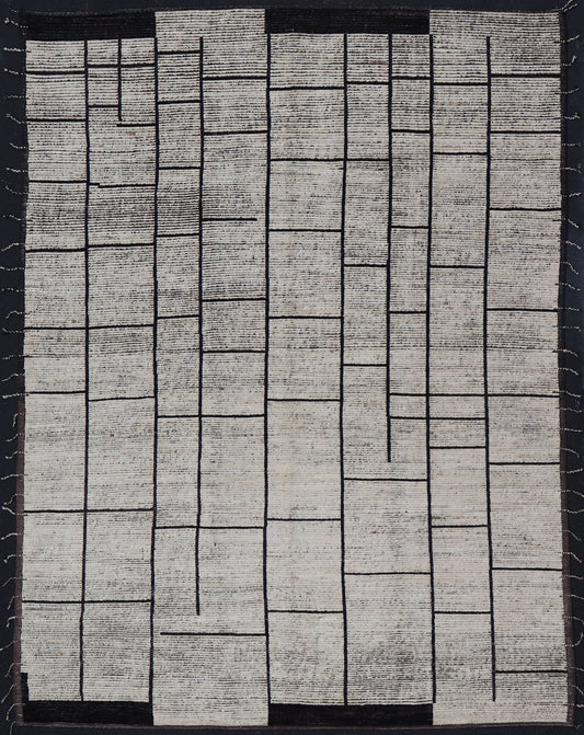 Casual Modern Wool Hand Knotted Black and White Large Scale Modern Rug Modern piled hand knotted rug with all - over modern design in black and white wool tones, rug Keivan Woven Arts / AFG - 36115, country of origin / type: Afghanistan / Piled, co... - Keivan Woven ArtsAFG - 36115 - 6221 - 16778Rug
