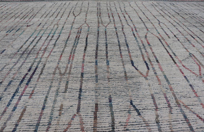 Neutral tone rug with Moroccan free - flowing tribal design with pops of color, Keivan Woven Arts / rug AFG - 36116, country of origin / type: Afghanistan / Modern Causal. The subdued design of this rug makes it perfect for modern and casual interio... - Keivan Woven ArtsAFG - 36116 - 6083 - 16784Rug