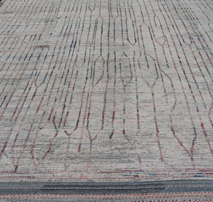 Neutral tone rug with Moroccan free - flowing tribal design with pops of color, Keivan Woven Arts / rug AFG - 36116, country of origin / type: Afghanistan / Modern Causal. The subdued design of this rug makes it perfect for modern and casual interio... - Keivan Woven ArtsAFG - 36116 - 6083 - 16784Rug