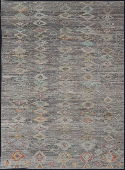 Casual Modern Design Rug in Light Grey and Pops of Colors for Modern Interiors Casual modern design rug with faded pop of colors on a neutral and gray tone background, Keivan Woven Arts / rug AFG - 36117, country of origin / type: Afghanistan / Mo... - Keivan Woven ArtsAFG - 36117 - 5432 - 16790Rug