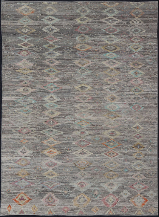 Casual Modern Design Rug in Light Grey and Pops of Colors for Modern Interiors Casual modern design rug with faded pop of colors on a neutral and gray tone background, Keivan Woven Arts / rug AFG - 36117, country of origin / type: Afghanistan / Mo... - Keivan Woven ArtsAFG - 36117 - 5432 - 16790Rug