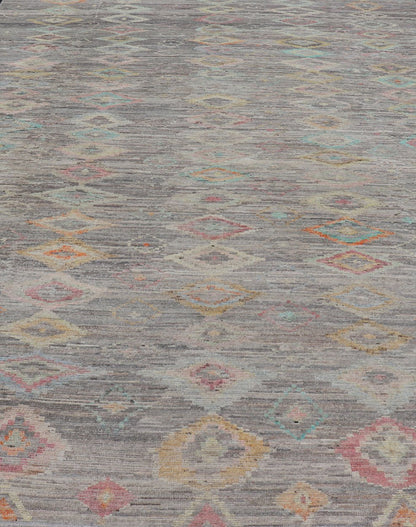Casual Modern Design Rug in Light Grey and Pops of Colors for Modern Interiors Casual modern design rug with faded pop of colors on a neutral and gray tone background, Keivan Woven Arts / rug AFG - 36117, country of origin / type: Afghanistan / Mo... - Keivan Woven ArtsAFG - 36117 - 5432 - 16790Rug