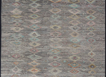 Casual Modern Design Rug in Light Grey and Pops of Colors for Modern Interiors Casual modern design rug with faded pop of colors on a neutral and gray tone background, Keivan Woven Arts / rug AFG - 36117, country of origin / type: Afghanistan / Mo... - Keivan Woven ArtsAFG - 36117 - 5432 - 16790Rug