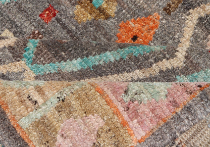 Modern Diamonds and Tribal Design Rug in Gray Background and Vivid Colors. Afghan Tribal designed rug in gray and vivid color palette and tribal design, rug AFG - 36126, country of origin / type: Afghanistan / Modern. Modern rug This modern... - Keivan Woven ArtsAFG - 36126 - 6224 - 16820Rug