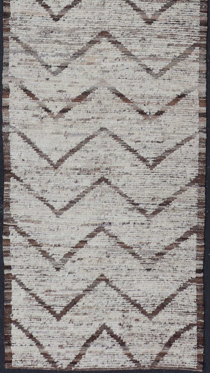 Modern Hand Knotted Runner in All - Over Design in Brown Color & Cream Background Cream and brown variegated tribal design modern runner, Keivan Woven Arts / rug AFG - 36127, country of origin / type: Afghanistan / Modern, condition: new. Thi... - Keivan Woven ArtsAFG - 36127 - 5881 - 16832Rug